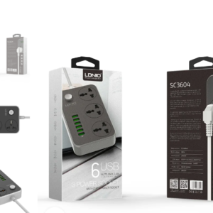 LDNIO SC3604 3 Power Socket + 6 USB Extension Power Cord